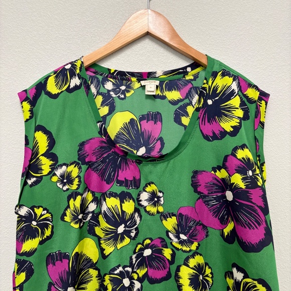 J. Crew Factory Green Floral Sleeveless Top - 14 - Picture 2 of 6